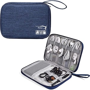 styleys electronics organizer bag waterproof carrying pouch travel universal cable organizer electronics storage bag accessories cases for cord charger earphone usb sd card navy blue - s11089