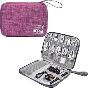 styleys electronics organizer bag waterproof carrying pouch travel universal cable organizer electronics storage bag accessories cases for cord charger earphone usb sd card purple - s11089