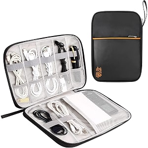 styleys electronics organizer travel cable organizer bag compact waterproof electronic accessories cord case for hard drives cables cords chargers black - s12002