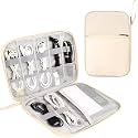 Styleys Electronics Organizer Travel Cable Organizer Bag Compact Waterproof Electronic Accessories Cord Case for Hard Drives, Cables, Cords, Chargers (Beige - S12002)