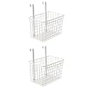 Styleys Multifunctional Rectangular Hanging Storage Basket Kitchen Storage Rack Over The Cabinet Door Wire Rectangular Storage Basket, S11102 (White, 2)
