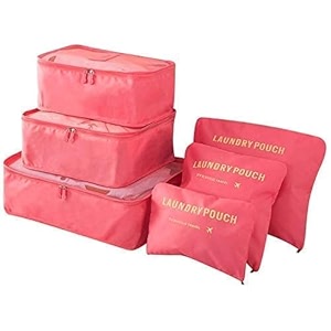 styleys set of 6 travel organizer packing cubes garment storage bags s1037_water melon red