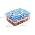 Styleys Plastic Double Layer 32 Grid Kitchen Fridge Egg Storage Container Storage Box With Lid For Refrigerator (Green_S11063, Square)
