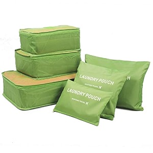 styleys polyester set of 6 packing cubes travel organizer green s1037 34 x 27 cm
