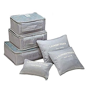 styleys polyester set of 6 packing cubes travel organizer pouches grey_s1037