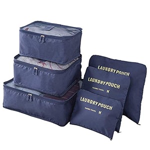 styleys polyester set of 6 packing cubes travel organizer bag navy blue_s1037 30 cm