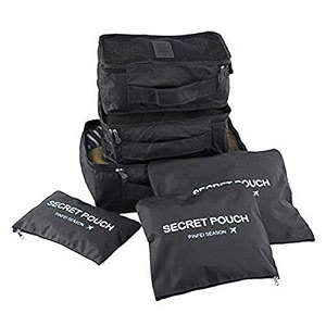 styleys polyester set of 6 packing cubes travel organizer bag black s1037 30 x 13 cm