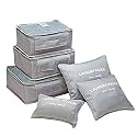 Styleys Polyester Set of 6 Packing Cubes Travel Organizer Pouches (Grey_S1037)