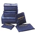 Styleys Polyester Set Of 6 Packing Cubes Travel Organizer (Navyblue Polka) (S1037 P)