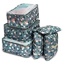 Styleys Polyester Blue Floral Travel Organizer Packing Cubes Garment Bag (Set of 6_S1037P)