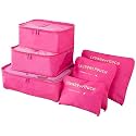 Styleys Set of 6 Travel Organizer Packing Cubes Garment Storage Bags (S1037_Dark Pink)