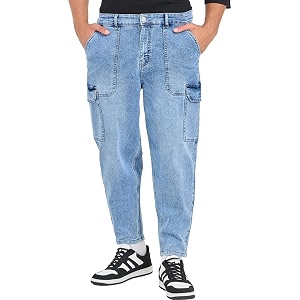Styli Men Solid Balloon Fit Jeans