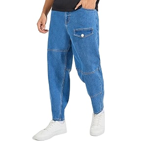 Styli Men Solid Balloon Fit Jeans
