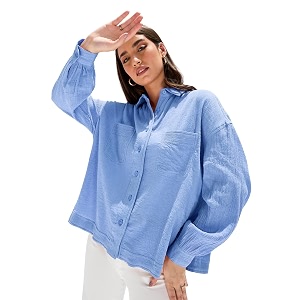 Styli Women Drop Shoulder Crepe Oversized Shirt