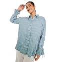 Styli Women Oversized Long Length Textured Shirt