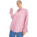 Styli Women Oversized Long Length Textured Shirt