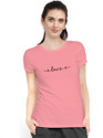 Stylimo Typography Women Round Neck Pink T-Shirt