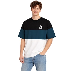 Stylish Men Color Block Oversized Half Sleeve