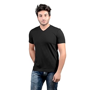 Stylish Regular Fit Plain Mens V-Neck Half