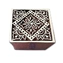 Stylish Square Floral Shape Wood Print Textile Block - DIY Henna Fabric Textile Paper Clay Pottery Block Printing Stamp
