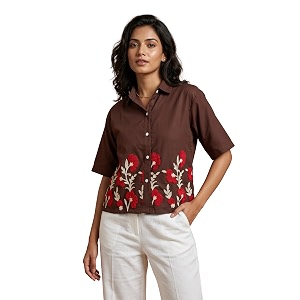 Stylish Womens Embroidered Shirts Geometric Pattern