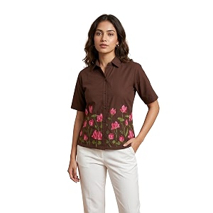 Stylish Womens Embroidered Shirts Geometric Pattern