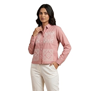 Stylish Womens Embroidered Shirts Geometric Pattern