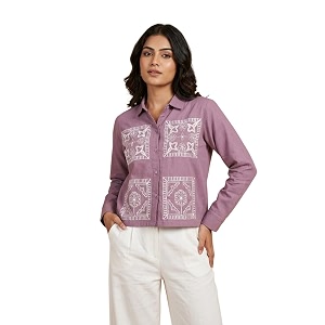 Stylish Womens Embroidered Shirts Geometric Pattern