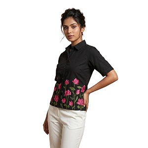 Stylish Womens Embroidered Shirts Geometric Pattern