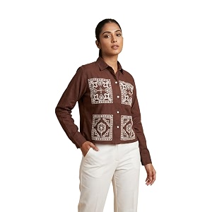 Stylish Womens Embroidered Shirts Geometric Pattern