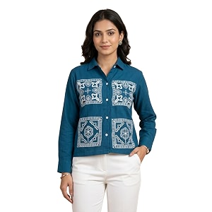 Stylish Womens Embroidered Shirts Geometric Pattern