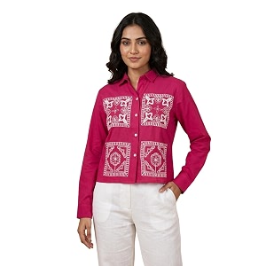 Stylish Womens Embroidered Shirts Geometric Pattern