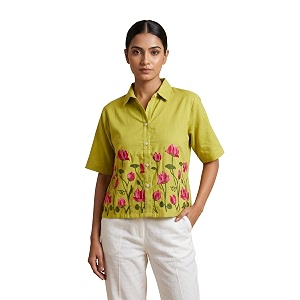 Stylish Womens Embroidered Shirts Geometric Pattern