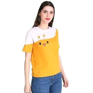 Stylish Women Printed T-Shirt Cotton Blend