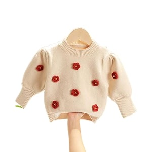 full sleeves floral embellished knitted winter wear sweater