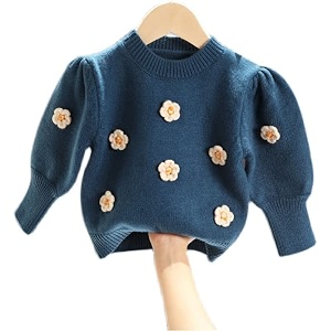 full sleeves floral embellished knitted winter wear sweater