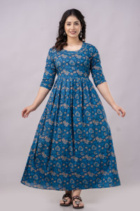 Stylishthreads Women Fit and Flare Blue Midi