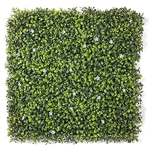 artificial grass for wall decoration 13 pcs plastic grass mat vertical garden artificial wall plants grass tiles lemon green white flowers design 50cm x 50cm x 5cm pack of 13