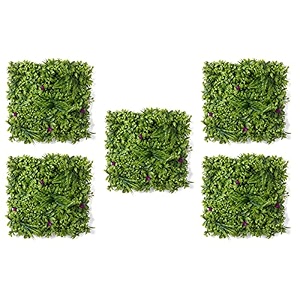 stylishwalls artificial wall grass for home decoration 5 pcs i grass mat for wall i vertical garden artificial wall plants green amp purple design 50cm x 50cm x 5cm pack of 5