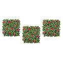 Artificial Grass for Wall Decoration (3 Pcs); Plastic Grass Mat; Vertical Garden Artificial Wall Plants; Grass Tiles (Lemon Green with Large Red Flowers; 50cm X 50cm X 5cm; Pack of 3)