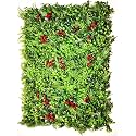 StylishWalls Artificial Wall Grass for Home Decoration (1 Pc) I Grass Mat for Wall I Vertical Garden Artificial Wall Plants (Green with Red Flowers, 60cm X 40cm X 8cm, Pack of 1)