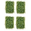 StylishWalls Artificial Wall Grass for Home Decoration (4 Pcs) I Grass Mat for Wall I Vertical Garden Artificial Wall Plants (Green with White Flowers, 60cm X 40cm X 8cm, Pack of 4)