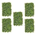 StylishWalls Artificial Wall Grass for Home Decoration (5 Pcs) I Grass Mat for Wall I Vertical Garden Artificial Wall Plants (Green with Purple Flowers, 60cm X 40cm X 8cm, Pack of 5)