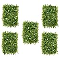 StylishWalls Artificial Wall Grass for Home Decoration (5 Pcs) I Grass Mat for Wall I Vertical Garden Artificial Wall Plants (Green with White Flowers, 60cm X 40cm X 8cm, Pack of 5)