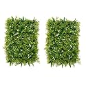StylishWalls Artificial Wall Grass for Home Decoration (2 Pcs) I Grass Mat for Wall I Vertical Garden Artificial Wall Plants (Green with White Flowers, 60cm X 40cm X 8cm, Pack of 2)