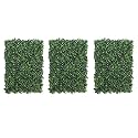 Artificial Grass for Wall Decoration (3 Pcs); Plastic Grass Mat; Vertical Garden Artificial Wall Plants; Grass Tiles (Dark Green; 60cm X 40cm X 3cm; Pack of 3)