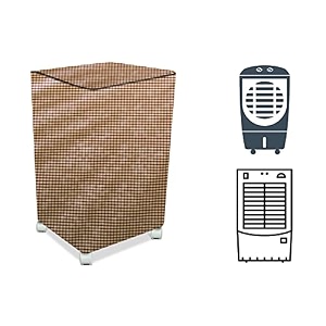 stylista cooler cover compatible for voltas 4810083 52 liter medium tower cooler pin check pattern brown