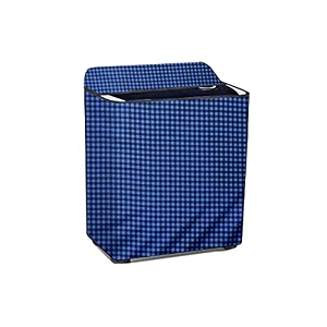 stylista polyester washing machine cover compatible for samsung 7 kg semi-automatic top loading wt70m3000hp gingham pattern blue