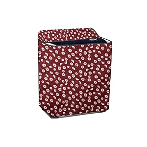 stylista polyester washing machine cover compatible for samsung 115 kg semi-automatic top loading wt11a4600rrtl floral pattern red white