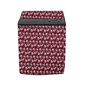 stylista polyester washing machine cover compatible for samsung 85 kg semi-automatic top loading wt85r4200ll floral pattern dark brown